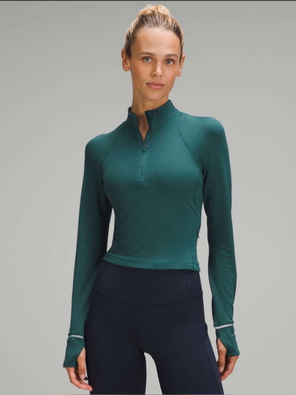 Lululemon Its Rulu Run Ribbed Cropped Half Zip
